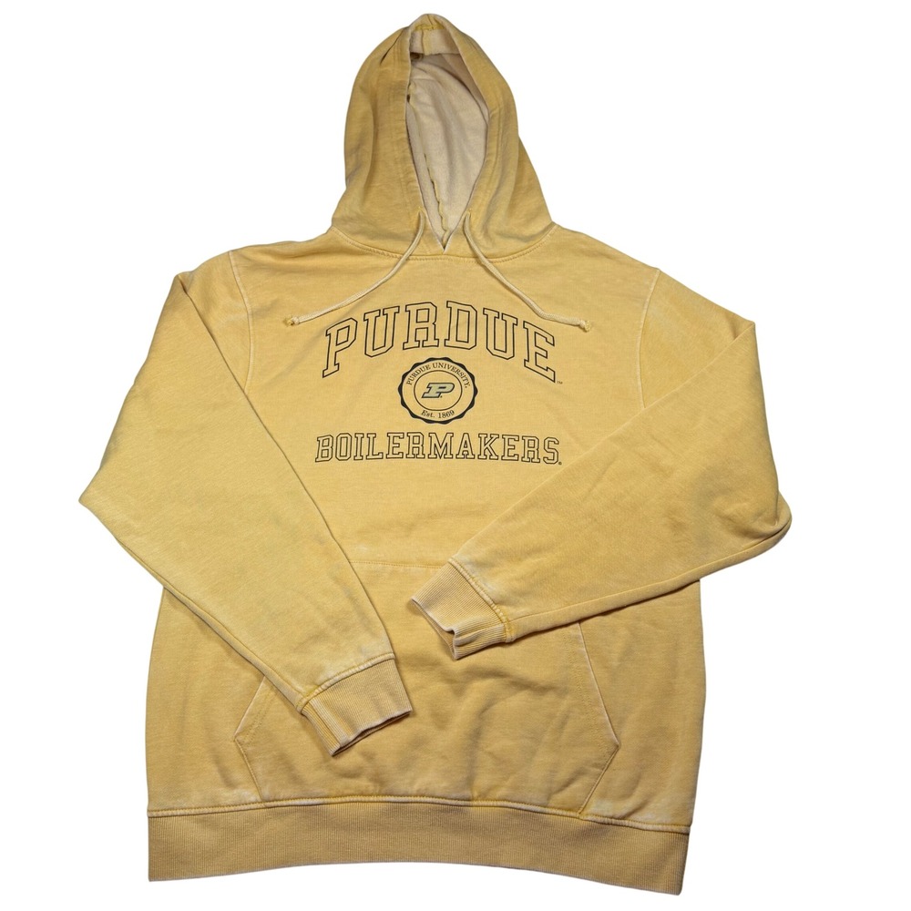 Chicka-d Purdue University Boilermakers Yellow Acid Wash Fleece Hoodie Large